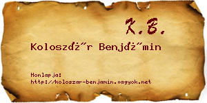 Koloszár Benjámin névjegykártya