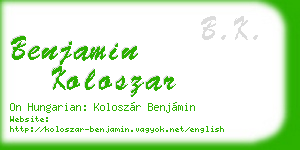 benjamin koloszar business card